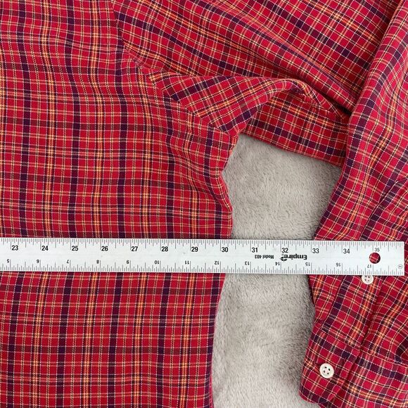 Polo‎ Ralph Lauren Shirt Men 3XLT Tall Red Plaid Long Sleeve Preppy Blue Pony - Picture 6 of 9